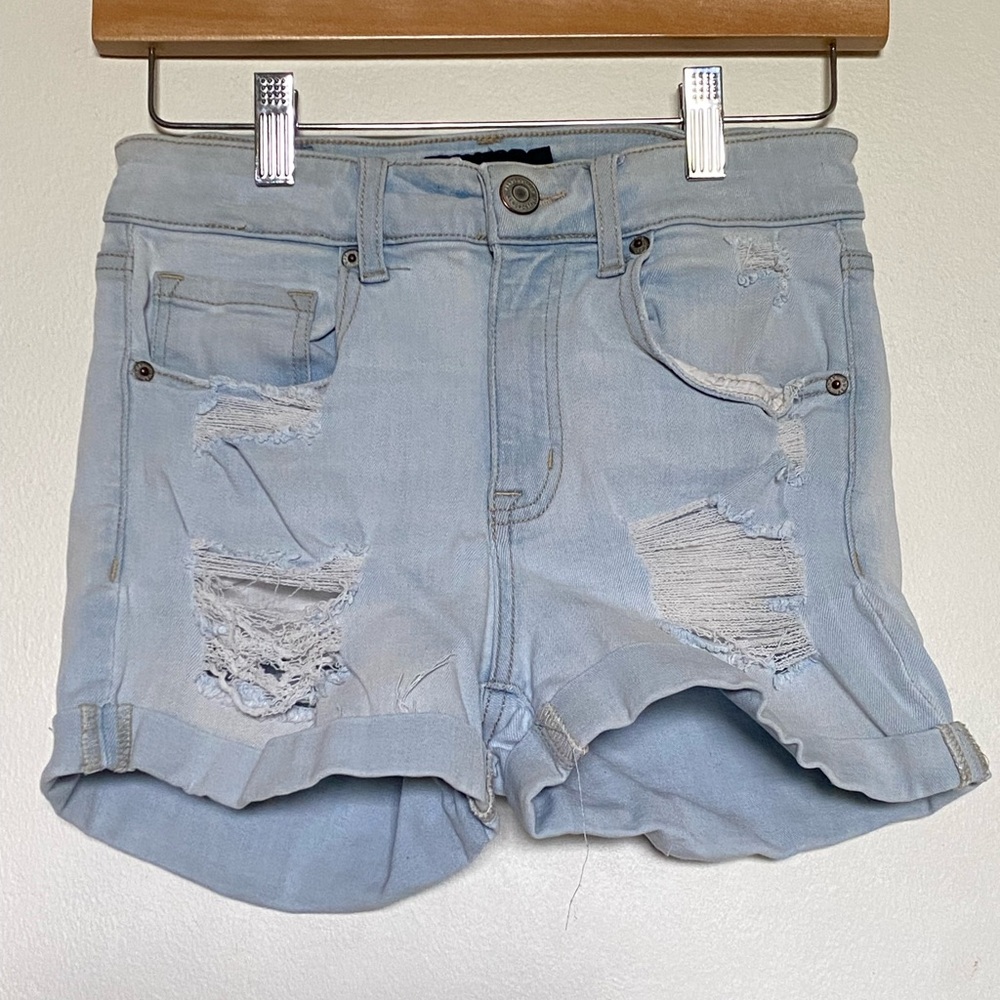 Aeropostale Blue Jean Shorts Distressed High-Waisted